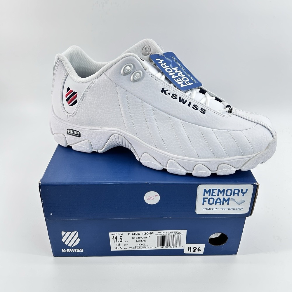 White Court Style Sneakers Tennis Inspired Dad Shoe Mens 11.5 Minimalist K Swiss